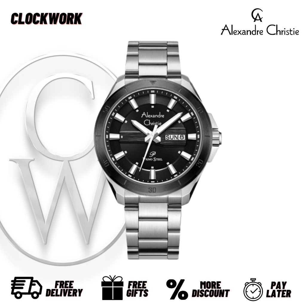 Jam Tangan Alexandre Christie AC 6670 MEBTBBA Pria Rantai Analog Klasik Casual Minimalis Tanggal Har