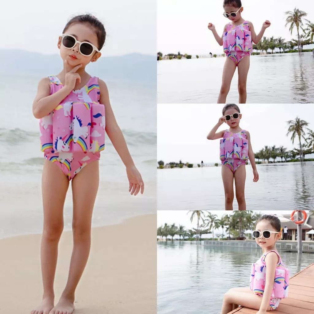 Swimsuit Baju Renang Anak Laki-Laki&amp;Perempuan Motif Lucu Dengan Pelampung Floating Swimsuit