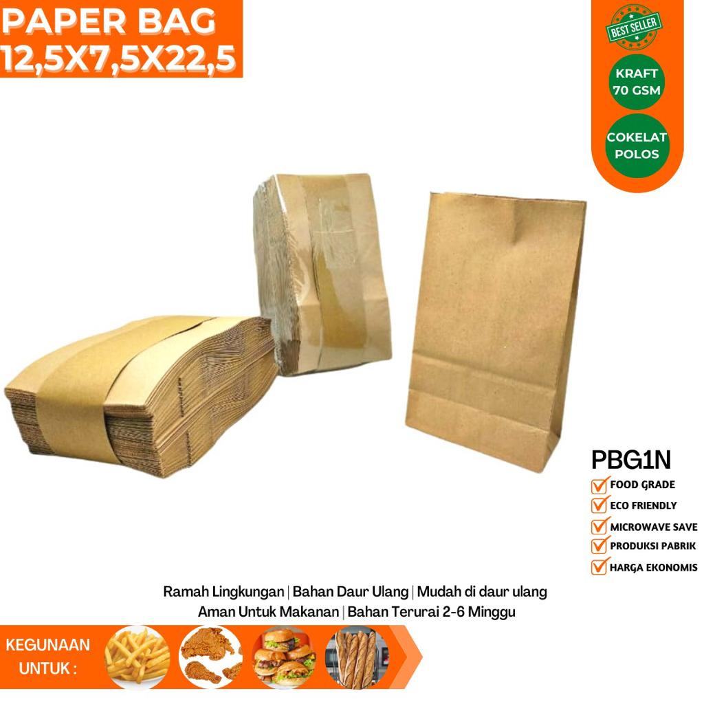 Paper Bag Fried Chicken 12.5X7.5X22.5 (Isi 50 Pcs-PBG1N)