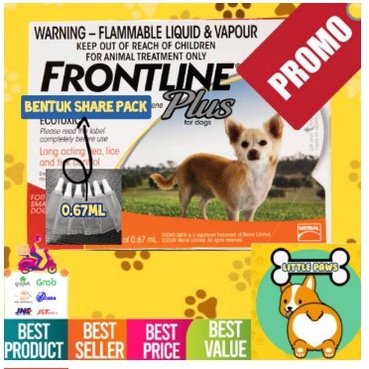 Obat Kutu Anjing Frontline Plus Original REPACK SHARE PACK 0.67ml Kecil S Small Dog 0-10 kg Puppy