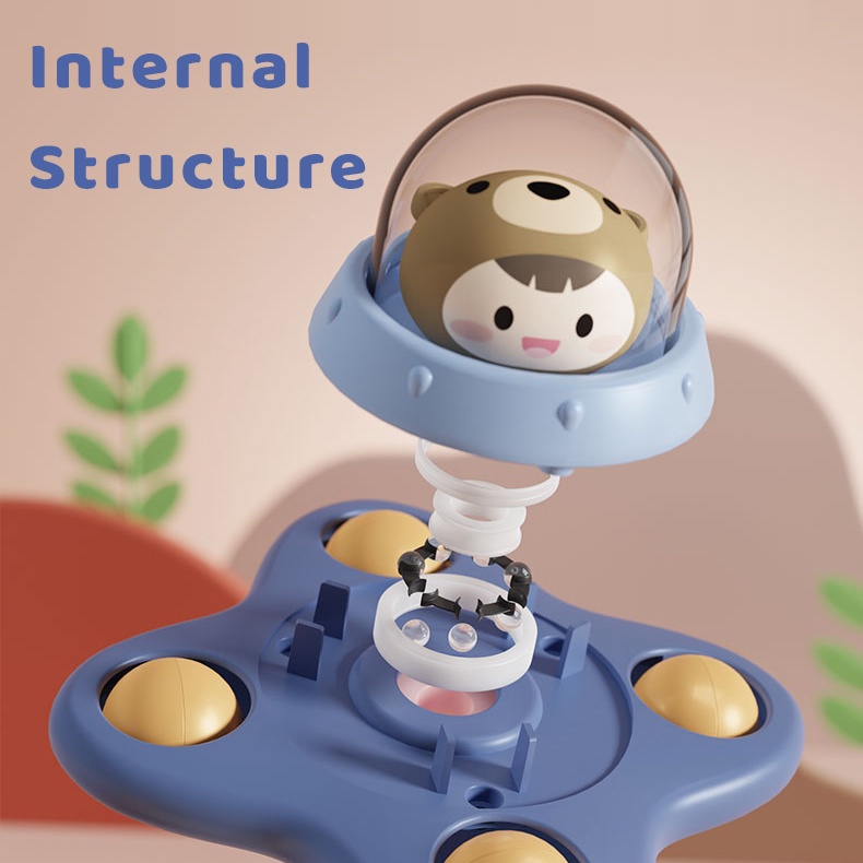 Kartun Bayi Tangan Spinner Mainan Beruang Katak UFO Berputar Mainan Kerincingan Balita Tangan Gelisah Sensory Mainan Tahan Air Mandi Mainan Dengan Suction Cup Untuk Anak 1sampai5tahun