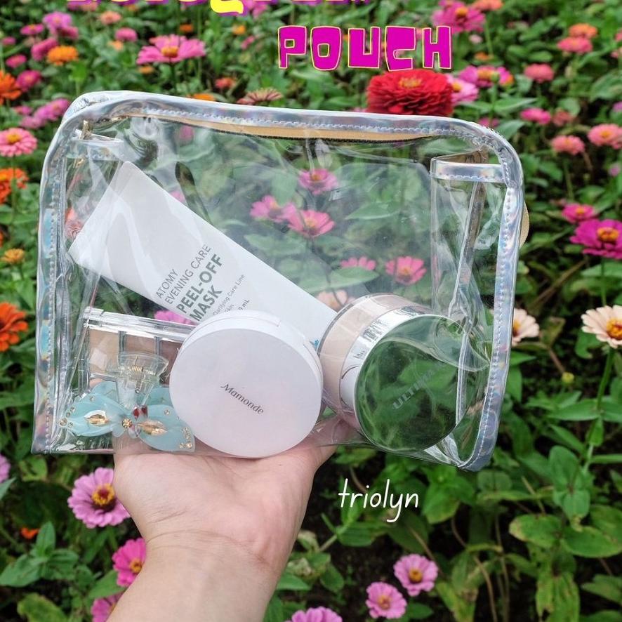 ➾ Pouch Transparan hologram ( make up, tempat pensil , brush) ☂