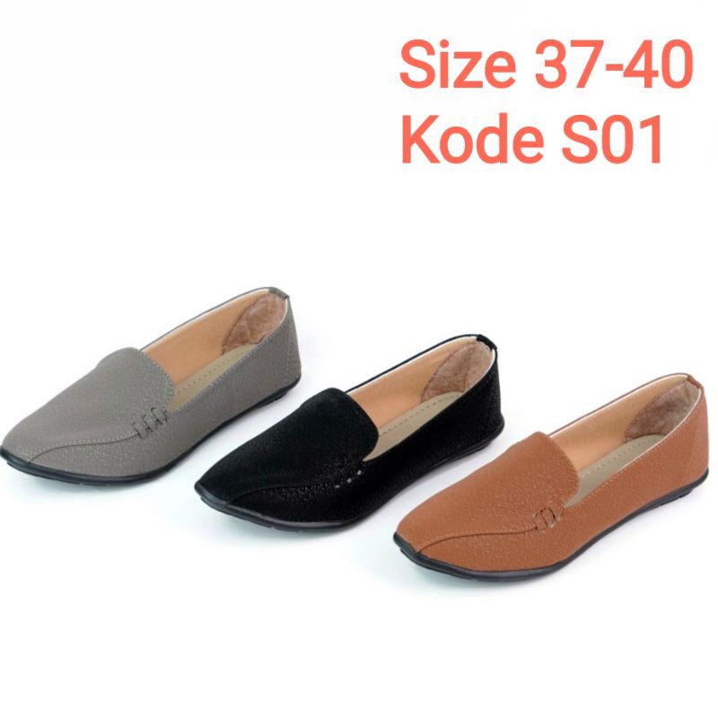 Monaka Sepatu Flat Shoes Wanita Kerja Kasual Santai Kode S01