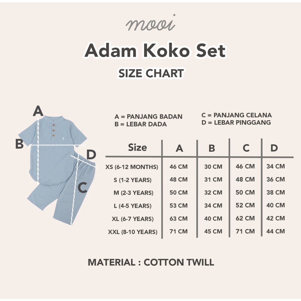 Mooi - Adam Koko Set | Setelan Anak 6bulan - 10 tahun