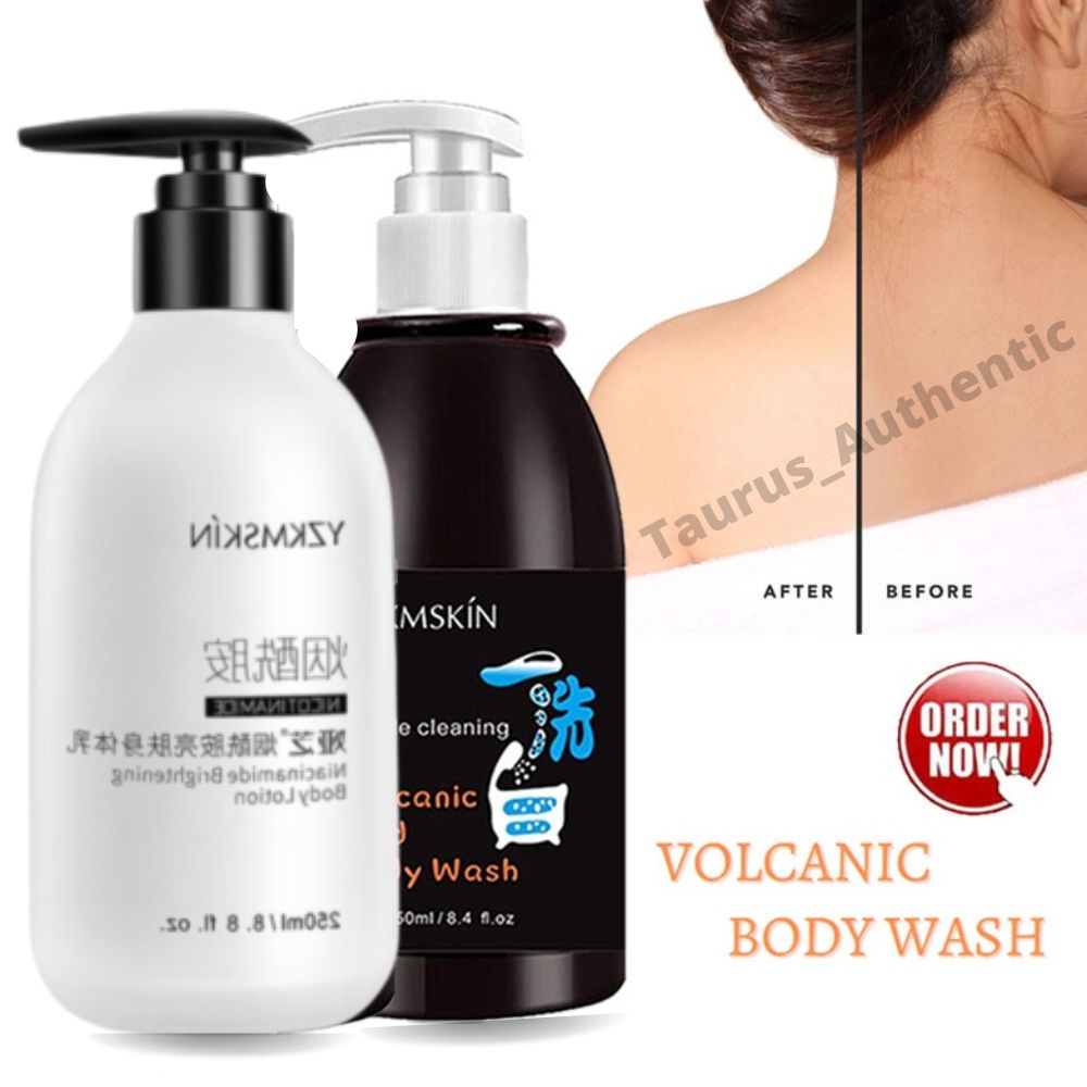 BARU 2023 PEMUTIH BADAN KOREA BODY LOTION+SABUN YZKMSKIN / YZKMSKIN SABUN LUMPUR VULKANIK PEMUTIH