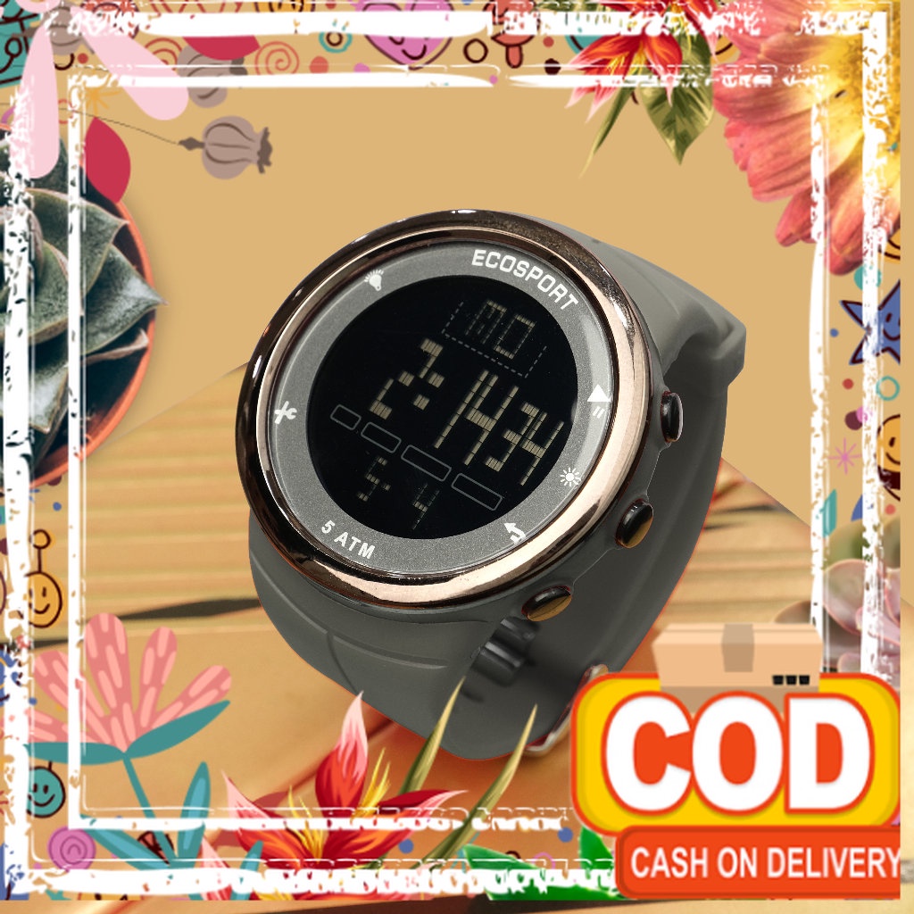 MENARA JAM TANGAN PRIA MURAH ECOSPORT TALI KARET DIGITAL / natural polos