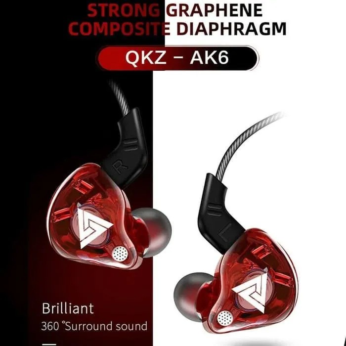 QKZ AK6 Earphone Headset With Mic Original Gaming Extra Bass Sport Running AH065 - ACS