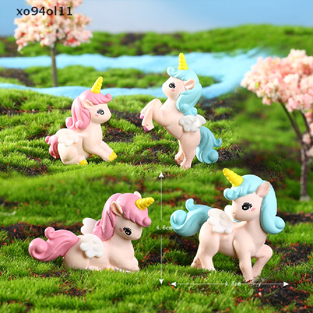 Xo 1pc Unicorn Lucu Ornamen Kerajinan Keluarga Lanskap Mikro Miniatur Patung OL