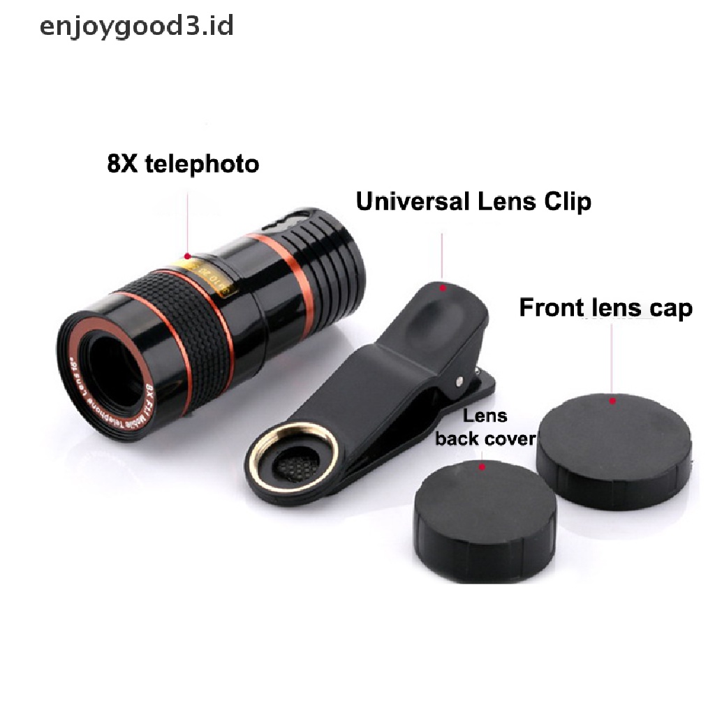 [Rready Stock] Lensa Kamera Ponsel 8X Optical Zoom Telescope Lens Teleskop Eksternal Dengan Klip Universal Untuk Smartphone (ID)