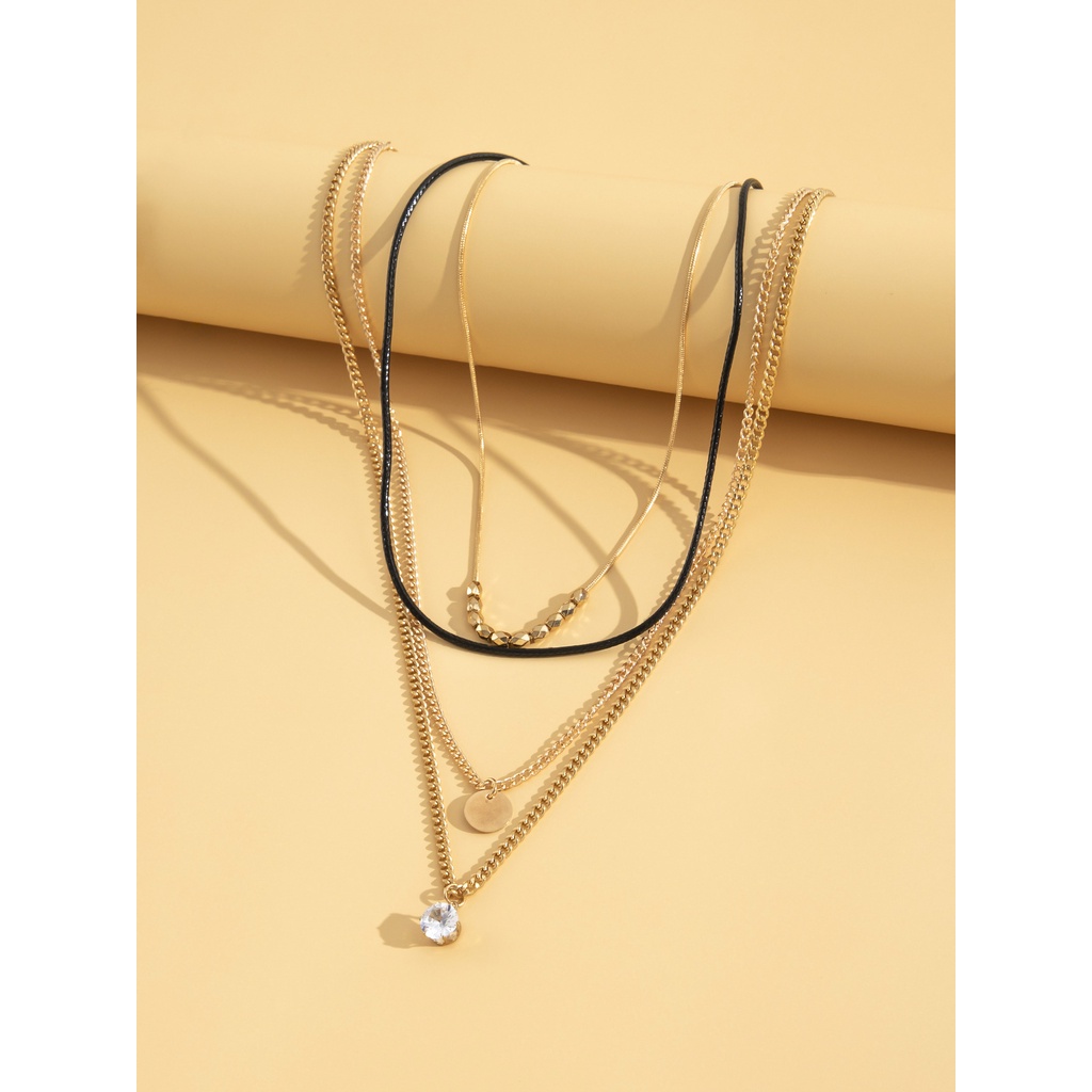 Kepribadian Fashion Kristal Berlian Multi-layer Kalung Untuk Fashion Wanita Bisnis Sederhana Serbaguna Rantai Tulang Selangka2