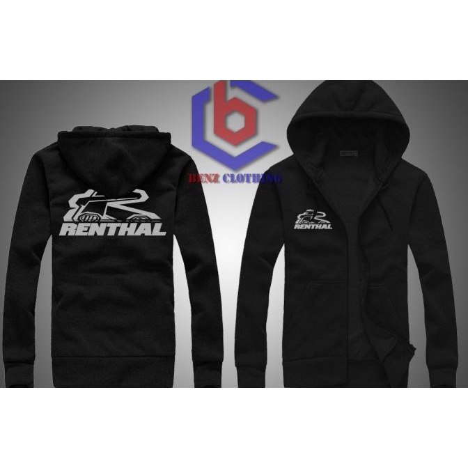 Jaket Hoodie Sweater Renthal Outerwear Pria Wanita Zipper Resleting Depan Polos Sablon Polyflek Kore