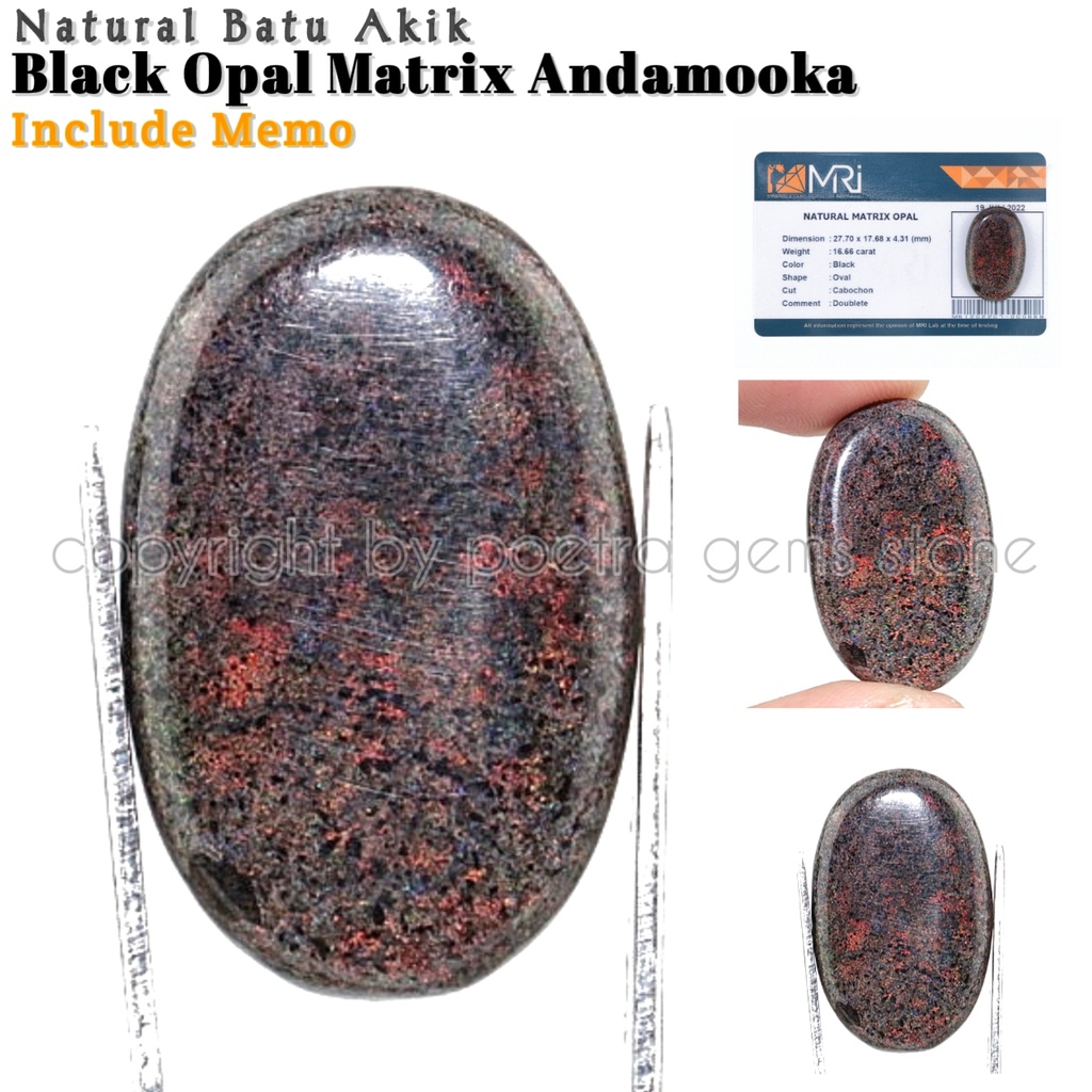 Natural Batu Akik Kalimaya Black Opal Boulder Matrix Andamooka Super Jarong Free Memo KMO3