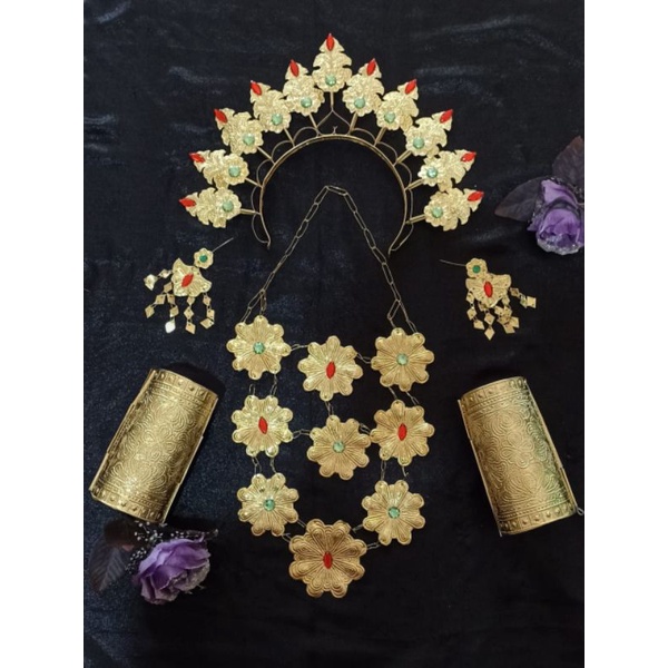 Set perhiasan aksesoris adat baju bodo bugis makassar  ( bando kalung gelang anting )