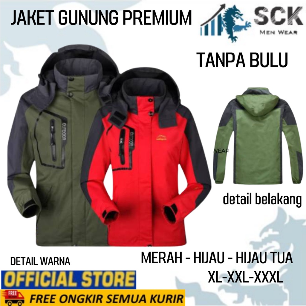 Jaket Pria Parasut Halus JWolf Bulu Topi Lepas Pasang  / Pakaian Gunung Outdoor - sckmenwear GROSIR