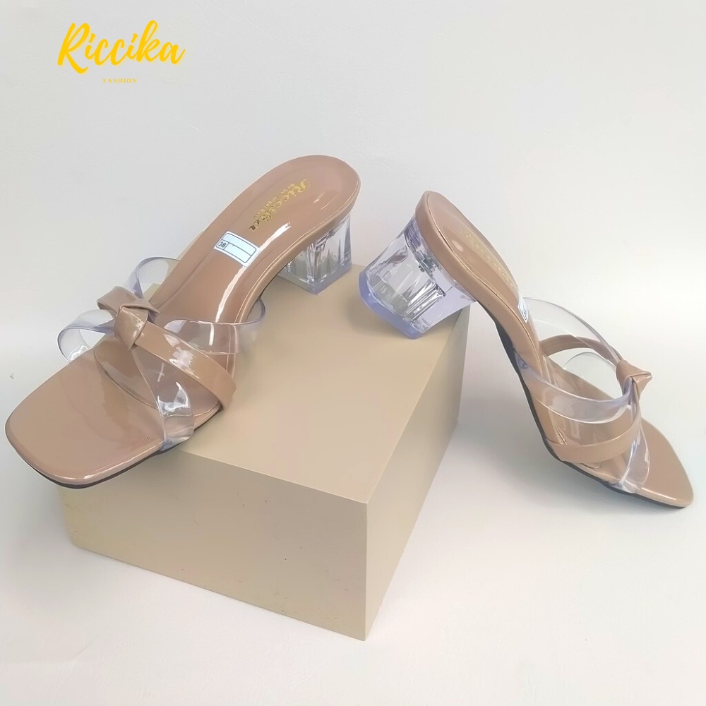 sendal high hels hak kaca tali jelly 5cm