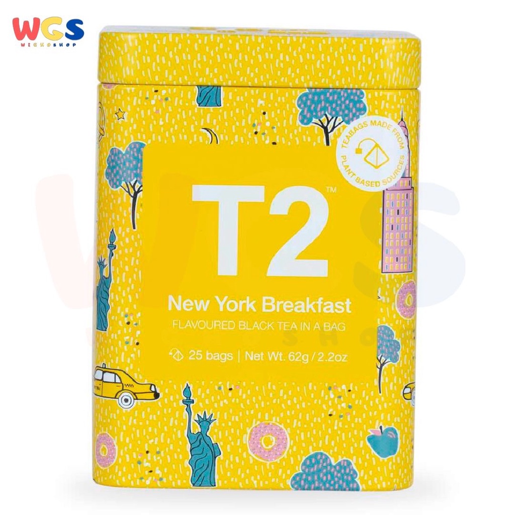 T2 Tea New York Breakfast Black Tea Icon Tin 25 Tea Bags 62g