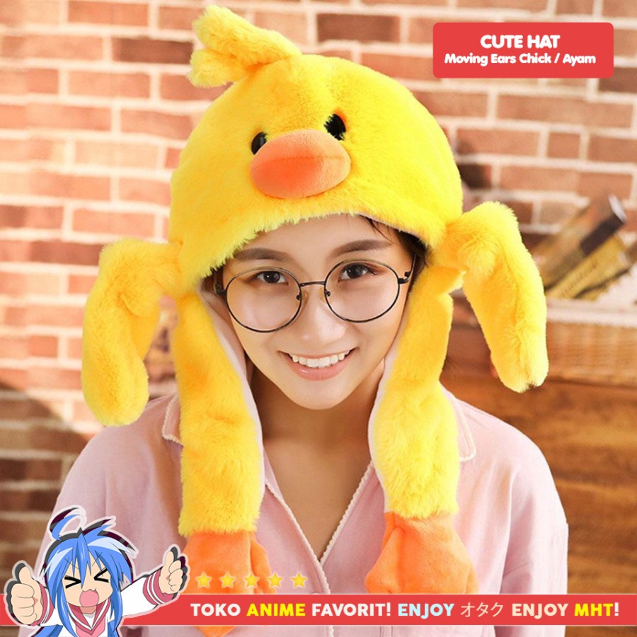 Topi Moving Ear Korea Cute Kelinci Pikachu Panda Husky Stitch Ayam Unicorn Babi Gajah Telinga