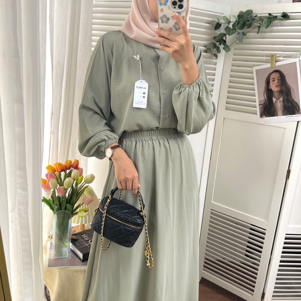 Setelan Maxi Fashion Casual Lengan Panjang / Atasan Tunik Wanita / Long Dress Cewek Korea E.38