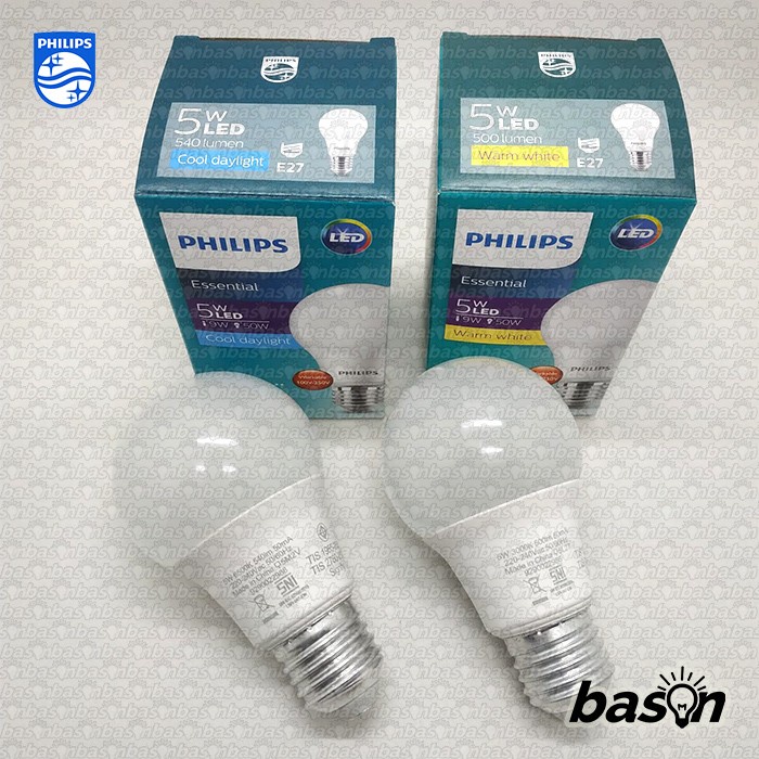 PHILIPS Essential LEDBulb 5W E27 A60 - Bohlam Lampu LED Bulb Ekonomis