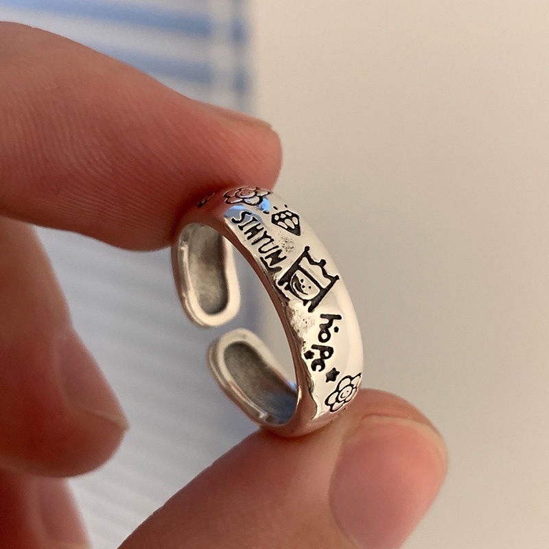 Cincin Graffiti Pangeran Bunga Bahan Alloy Baru Untuk Wanita