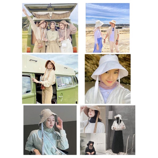Topi Bucket tali panjang selebgram kekinian topi bucket tali panjang bucket KPop wanita pria bucket 