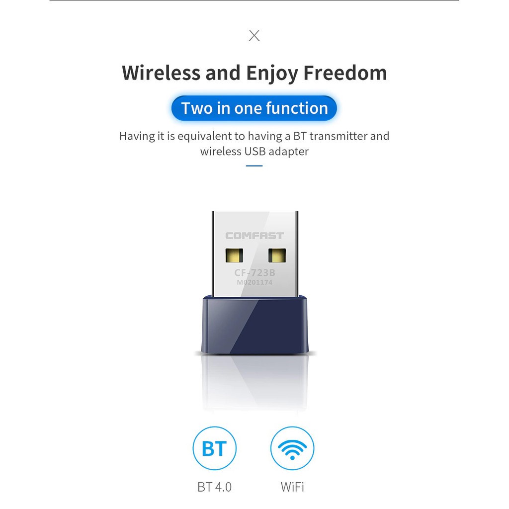 AKN88 - COMFAST CF-723B - 150Mbps USB Dongle Wireless Adapter Bluetooth 4.0