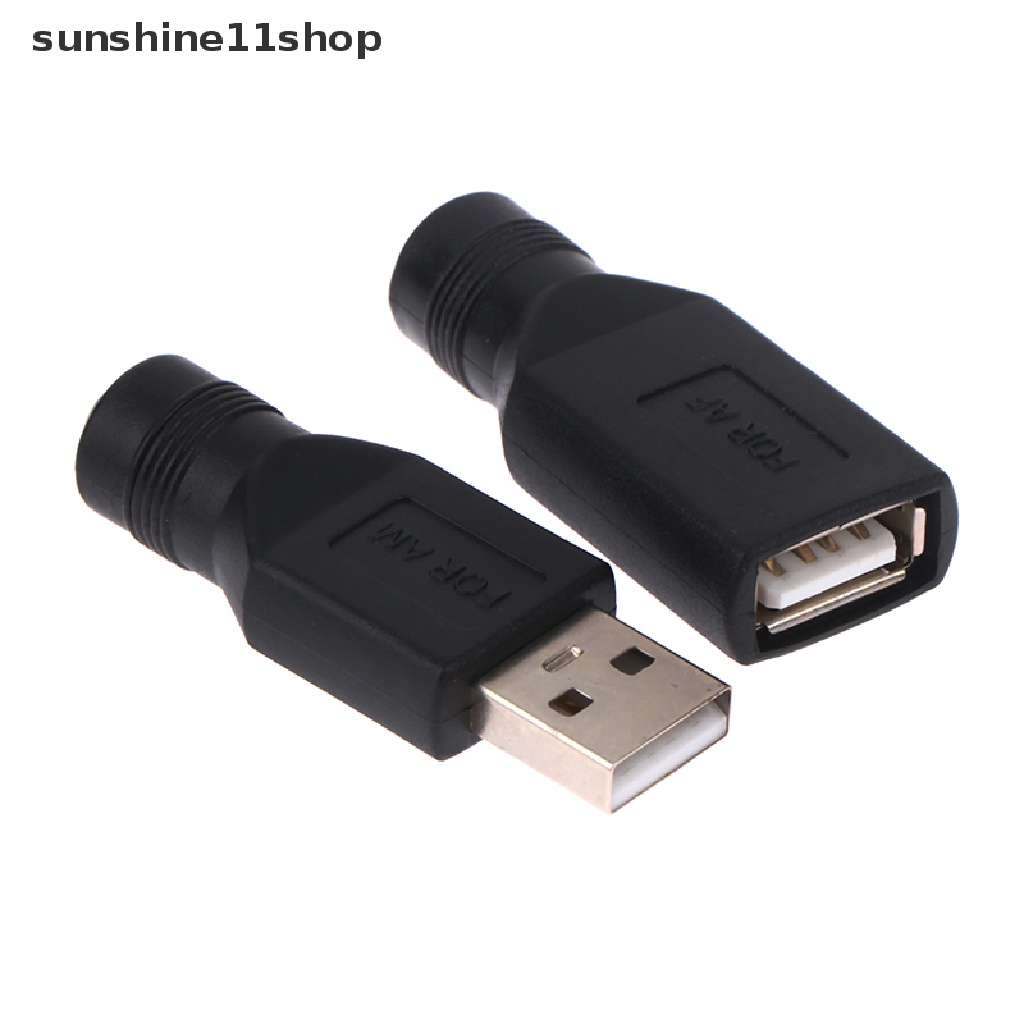 Sho 1pasang 5.5 * 2.1MM USB Male To DC5.5 Female USB Female Ke DC5.5 Female 5 V Adapter N