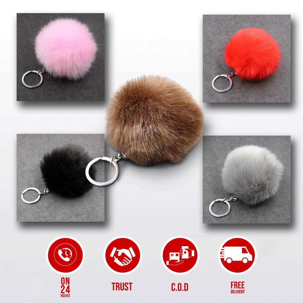 Gantungan Bulu Pompom Viral Serbaguna Kunci Aksesoris Tas Ransel Selempang Totebag Slingbag Shoulder Wanita Lucu Kpop Bts ACK36