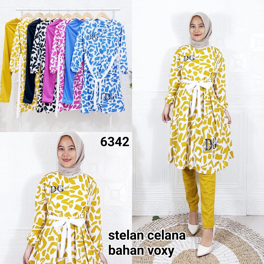 GROSIRAN SERIAN 6PCS SETELAN TUNIK BAHAN VOXY