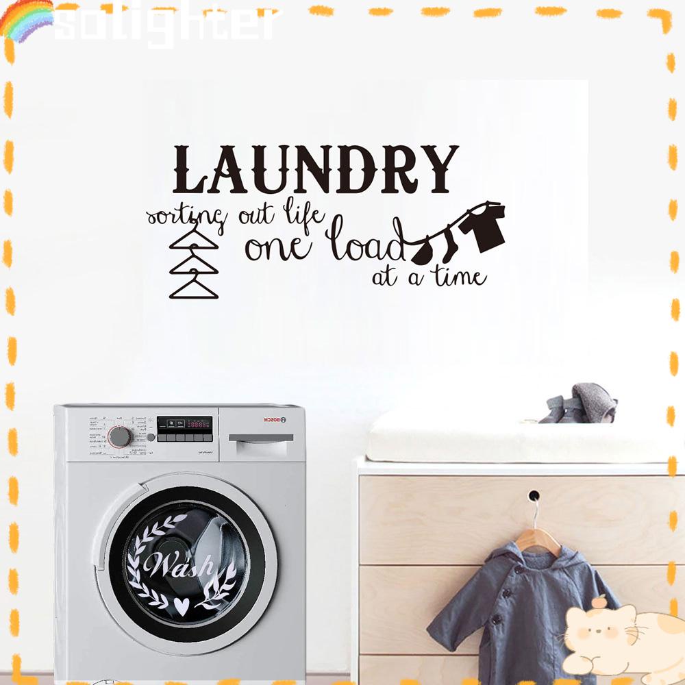 Solighter Laundry Room Decal Art DIY Simbol Dekorasi Rumah Hiasan Mencuci|Sign Pengering Mesin Cuci