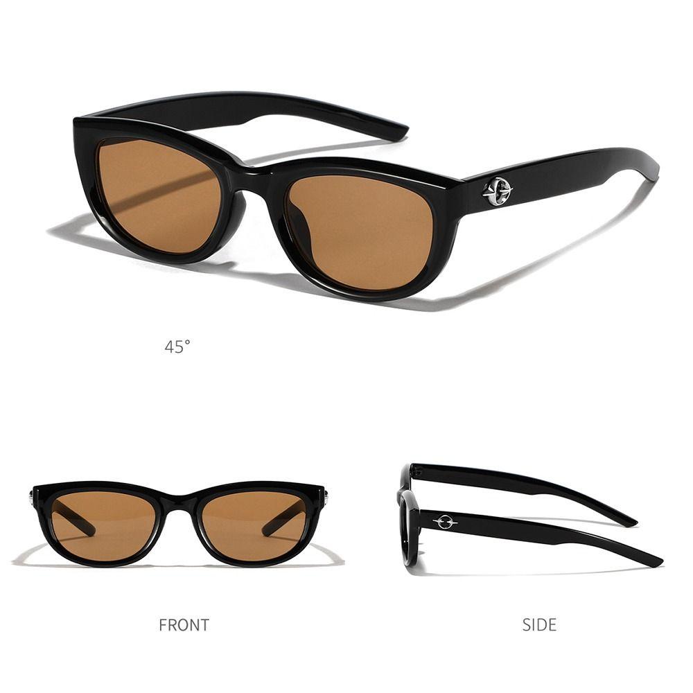 R-flower Y2K Kacamata Sunglasses Travel Oval Kotak Nuansa Pria