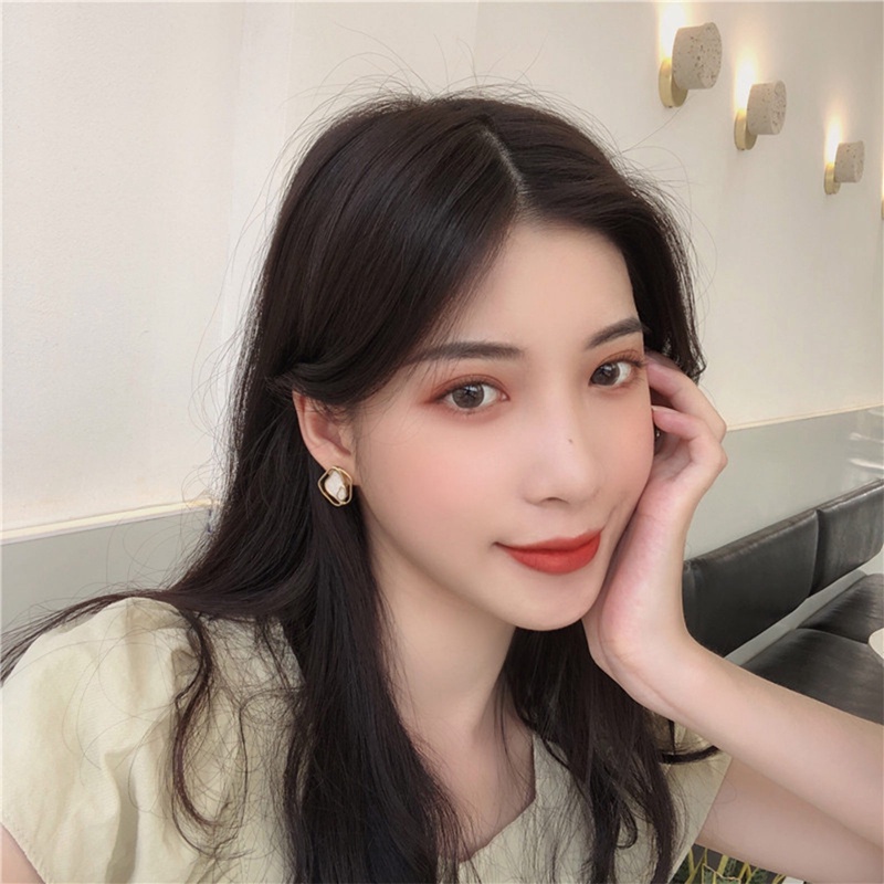 Korea Fashion Shell Asetat Geometris Tidak Teratur Enamel Stud Anting Untuk Wanita Perhiasan Trendi Anting Asimetris Tidak Biasa