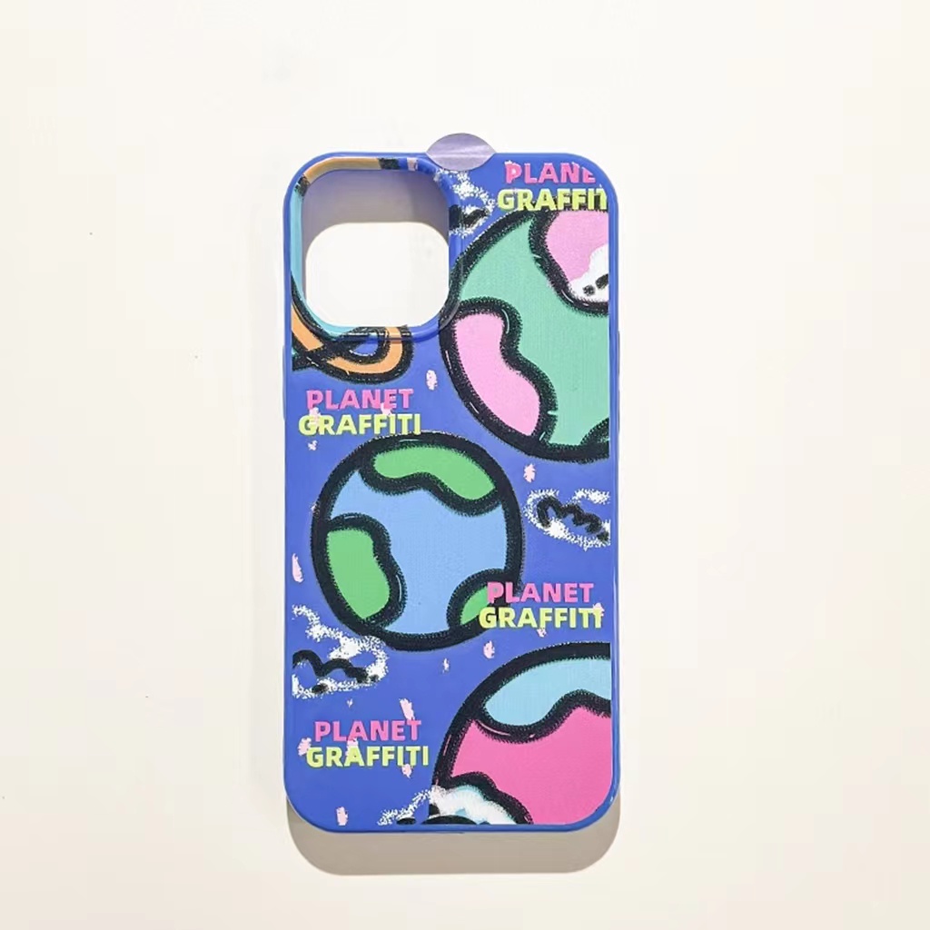 IPHONE Ins Graffiti Planet Cocok Untuk Iphone14 14pro 14plus 13 13mini 13pro 13prm iPhone12 7Plus 8Plus Xr XS 13 12mini Pro Max Empat Sudut Casing Ponsel Tahan Guncangan