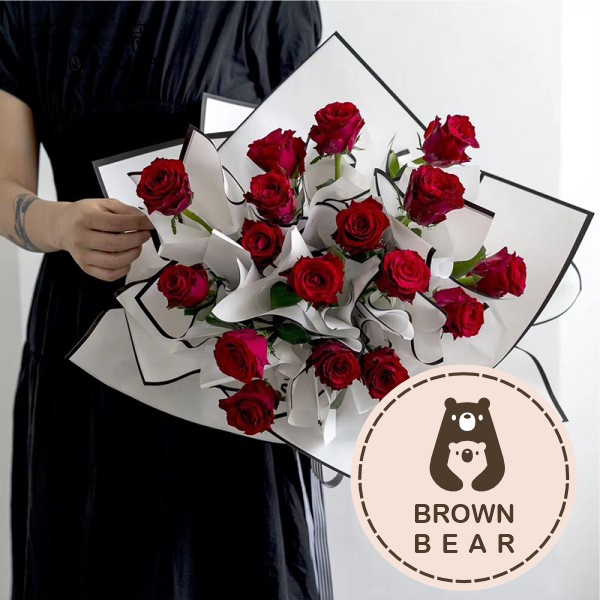 

(5 LEMBAR) Kertas Bunga Monochrome Monokrom List Hitam Putih / Flower Wrapping Paper Black and White / Kertas Cellophane