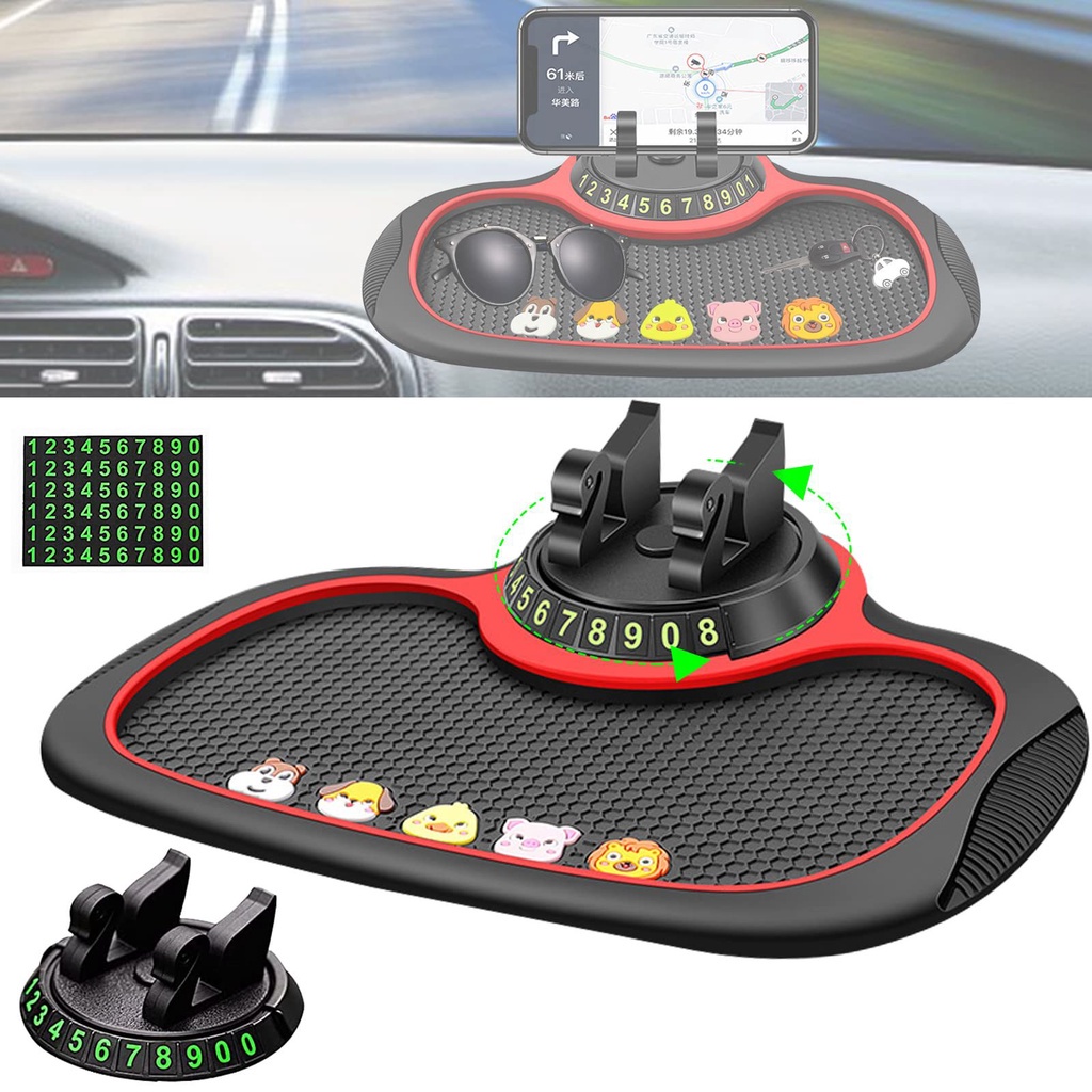 Lisensi Dudukan Hp Parkir360° Rotable With Phone Number Bracket Anti-Slip Mat Plate 3in1 Aksesoris Dashboard Mobil Untuk Silikon Interior Otomatis