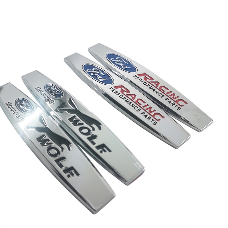 2x Metal FORD RACING Serigala Logo Mobil Auto Side Fender Belakang Dekoratif Emblem Badge Decal Stiker Untuk FORD