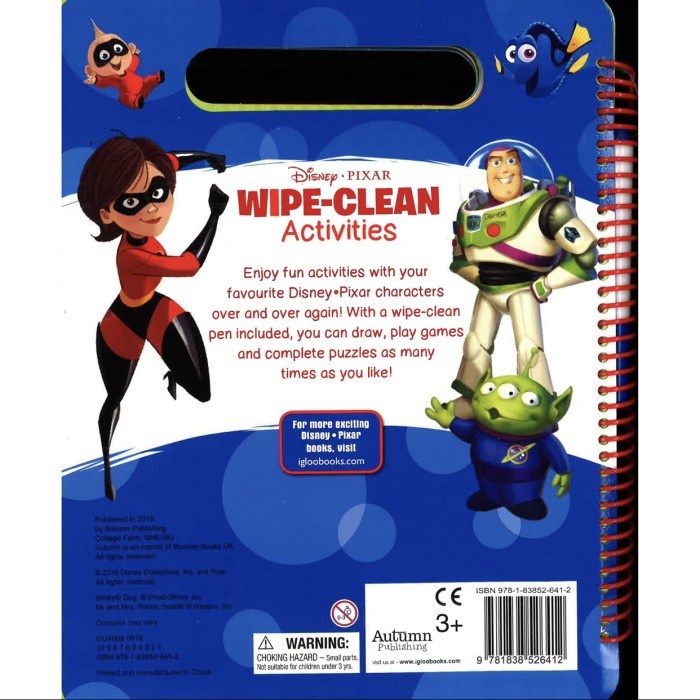 Disney Pixar Wipe Clean Activities Activity Book Reusable