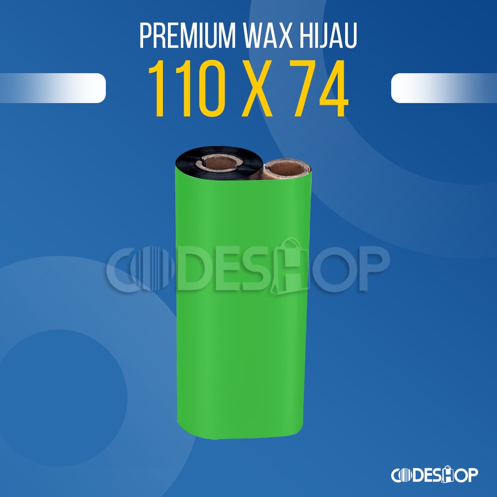 Ribbon Barcode Hijau Green Wax Premium 110x74 Meter 110 mm x 74 m