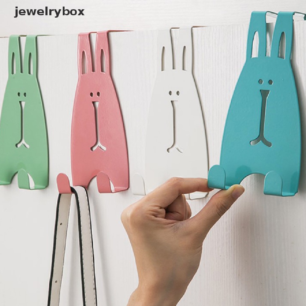 [jewelrybox] Kartun Kelinci Pintu Belakang Kait Pukulan Gratis Lemari Belakang Gantungan Kamar Tidur Dapur Lemari Dinding Gantungan Rumah Penyimpanan Rak Coat Hook Butik