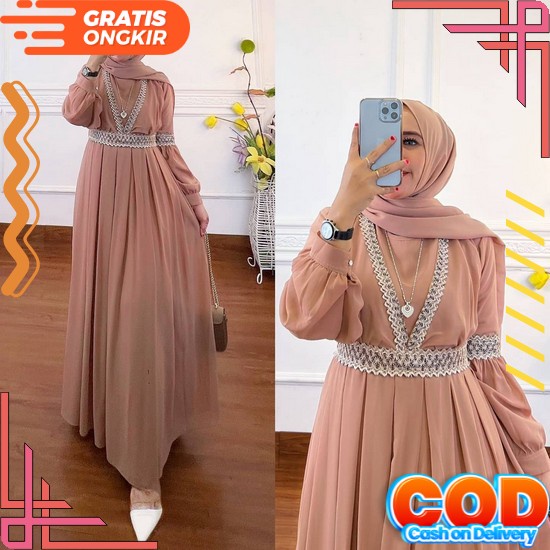 Baju Gamis Mewah Dewasa Import Hibiskus Jumbo Maxy Premium Wanita Perempuan Baju Muslim Gsmis Cewek 