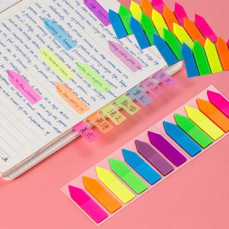 5warna Sticky Note Stiker Scrapbooking Fluorescent Index Notepad Sketchbook Planner Kantor Sekolah Supply Alat Tulis