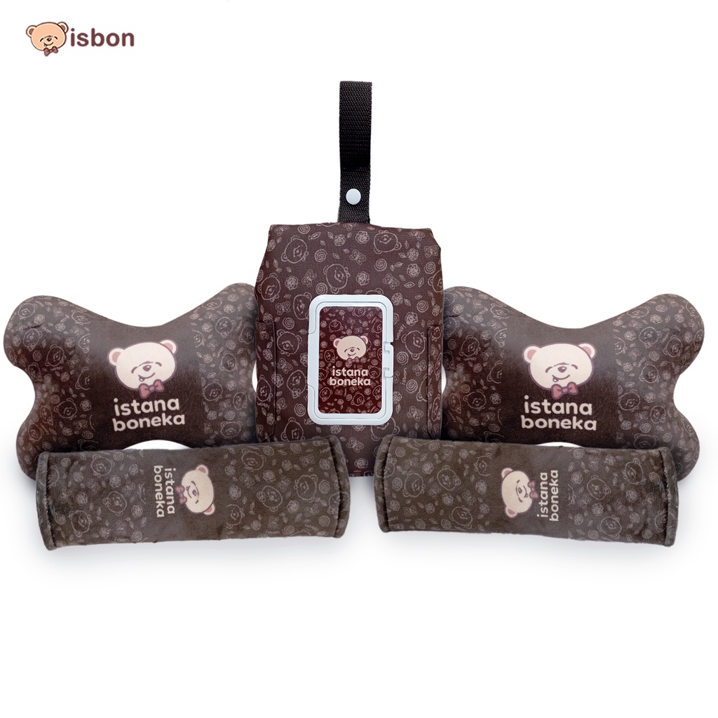 Bantal Mobil ISTANA BONEKA Car Set 3 In 1 Printing Boney headrest sabuk mobil car aksesories accesories premium lengkap brand