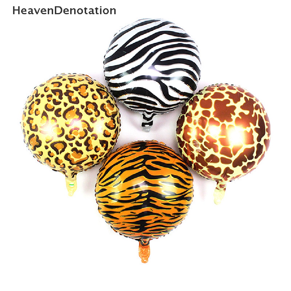 [HeavenDenotation] 4 Pcs 18 Inci Hewan Dicetak Harimau Zebra Leopard Foil Balon Perlengkapan Tema Kebun Binatang HDV