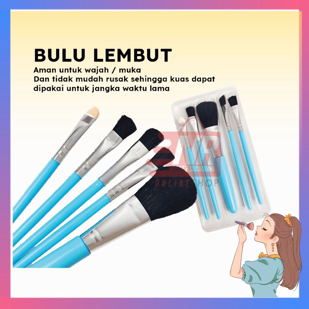 Kuas Make Up 5in1 Brush Make Up Aksesoris Make Up Set Kuas Make Up Eyeshadow Blush On