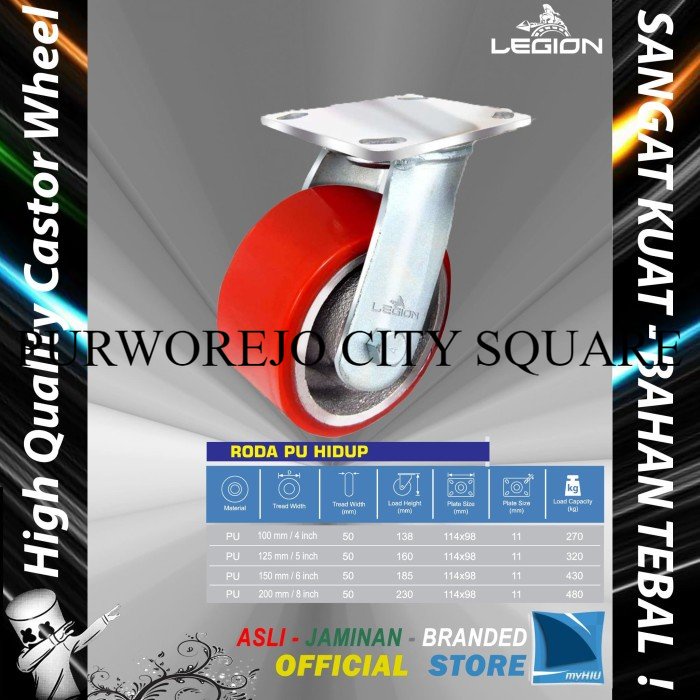 Spesial Roda Lori 5" inch / 125 mm Multi Arah Besi - PU Caster Troli LEGION