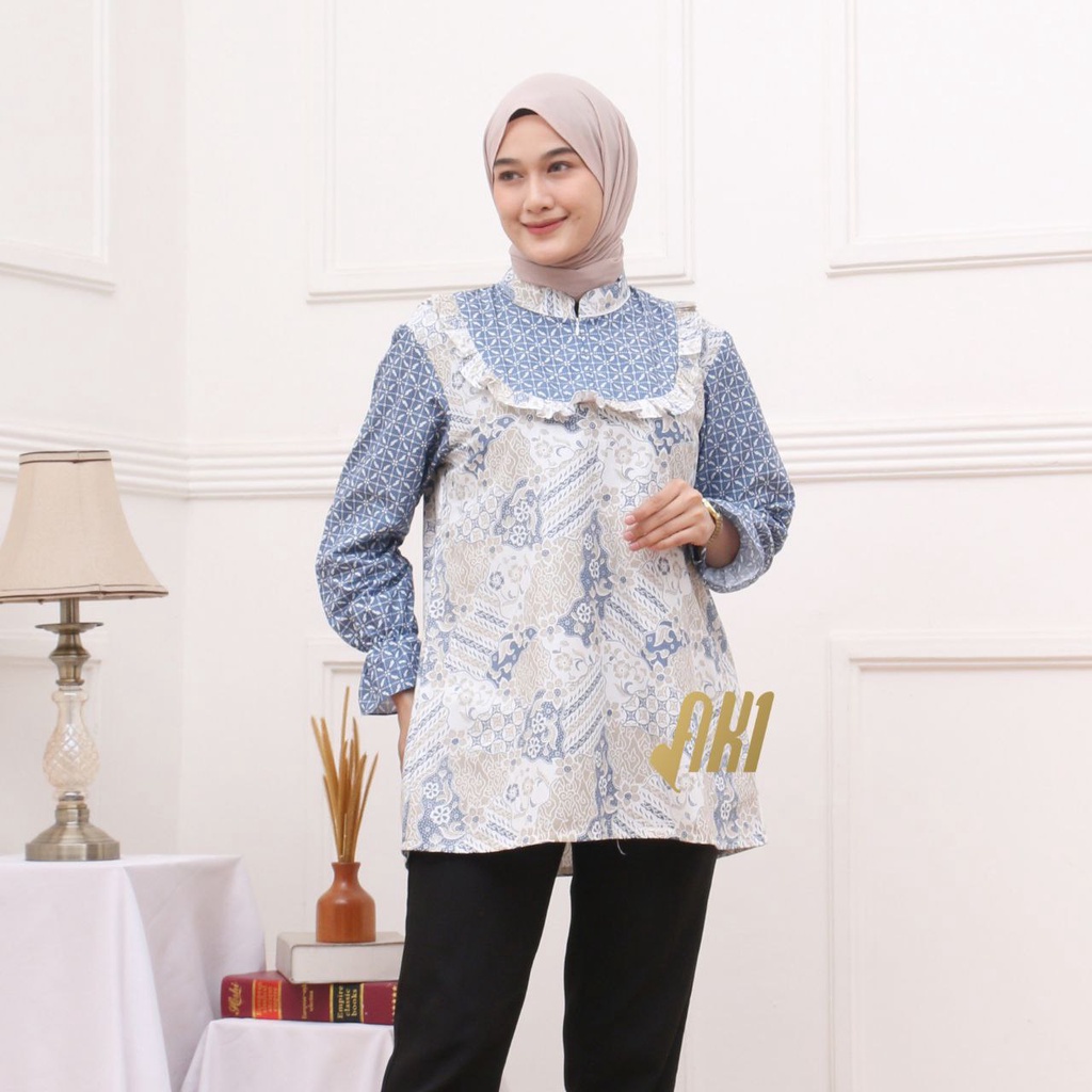 Baju Batik Wanita Modern Atasan Blouse Batik Kerja Kantor Wanita