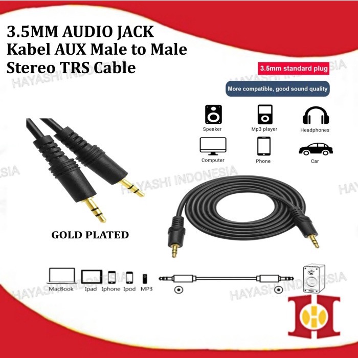 Kabel Audio Jack AUX 3.5 MM Male To Male Handphone HP Stereo Speaker - 5pcs