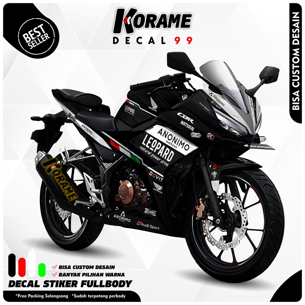Decal Stiker CBR 150R Leopard Black Rider