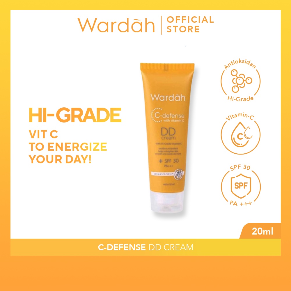 WARDAH C-Defense DD Cream 20 ml - Alas Bedak untuk Mencerahkan dan Meratakan Warna Kulit - Dilengkap