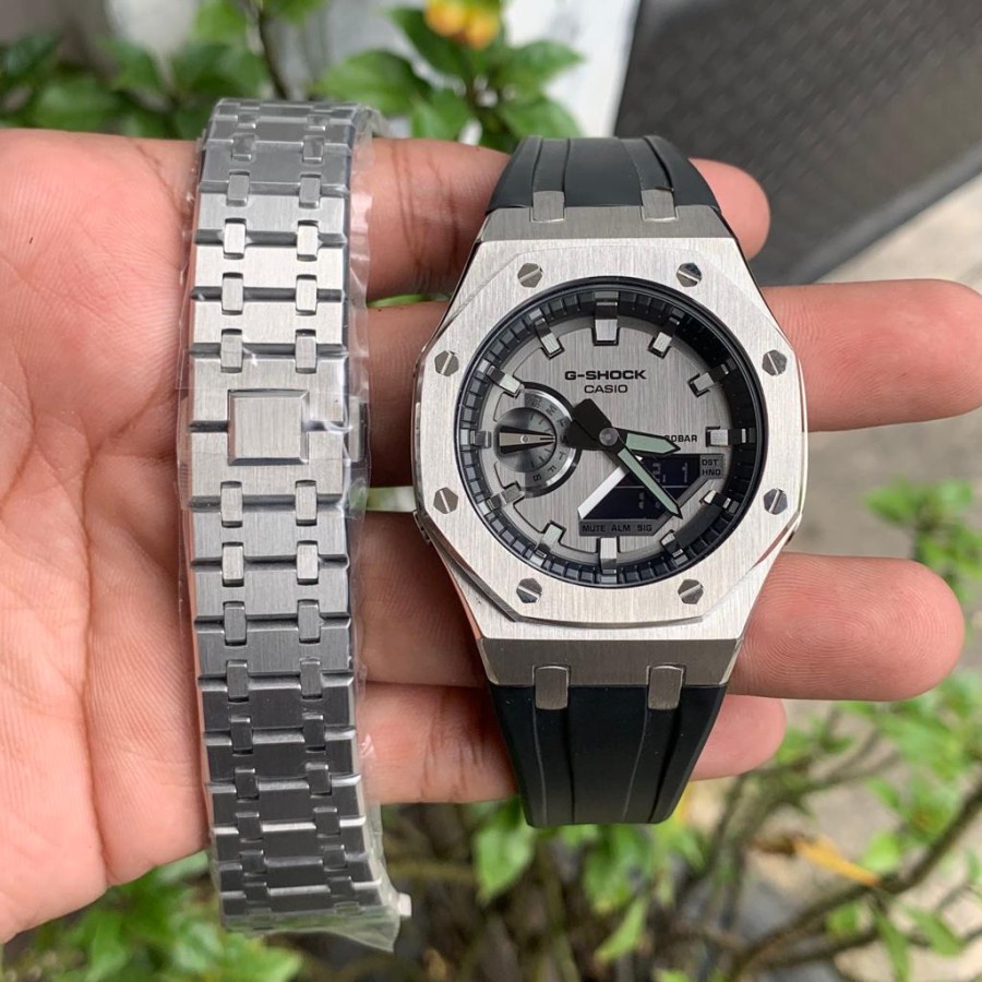 G-Shock GM-2100N-1ADR Original Garansi Steel Silver Rubber Black